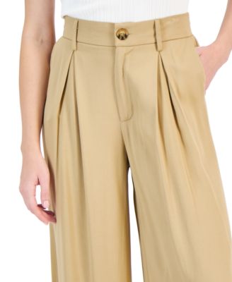 Women's Pleat-Front Wide-Leg Soft Pants, Regular & Petites
