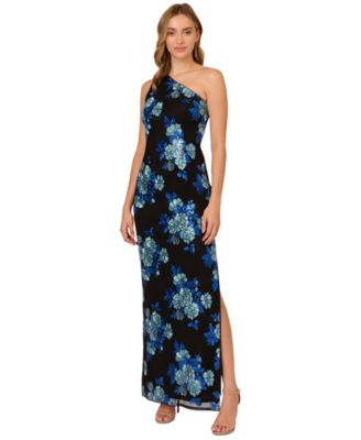 Adrianna Papell Women's Floral Sequin One-Shoulder Dress Macy's