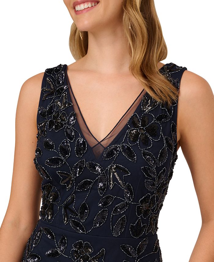 Adrianna Papell Women's Embellished V-Neck Dress - Macy's