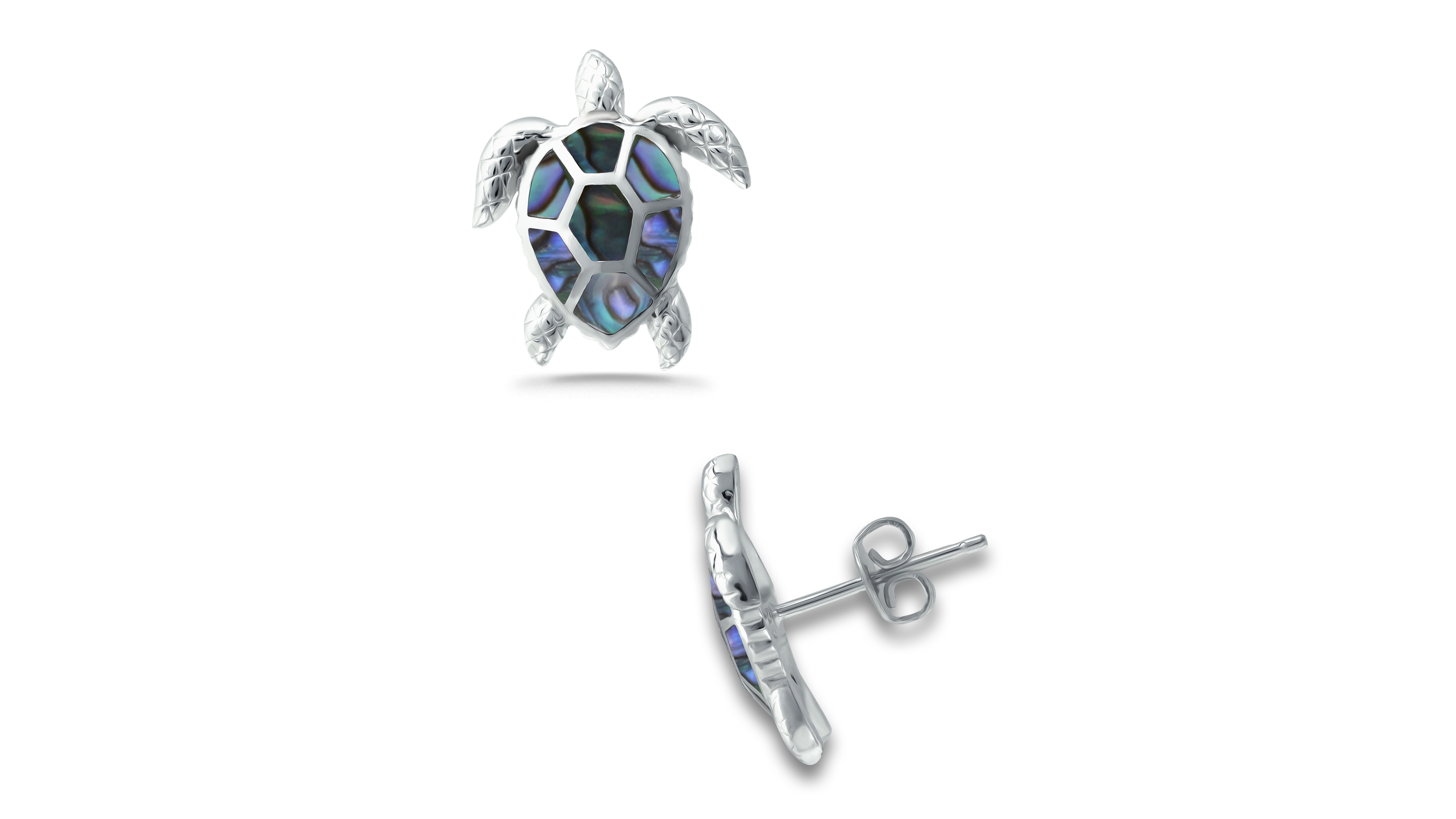 Macy's Abalone Inlay Turtle Stud Post Earrings