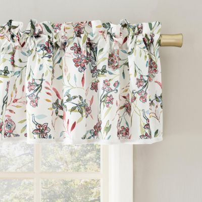 Lily Garden Watercolor Floral Semi-Sheer Rod Pocket Curtain Valance