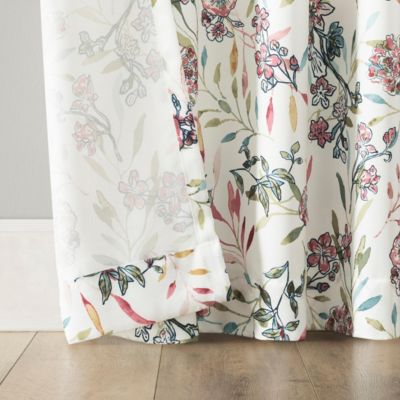 Lily Garden Watercolor Floral Room Darkening Rod Pocket Curtain Panel