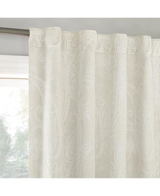 Pedra Paisley Embroidery 100% Blackout Back Tab Curtain Panel