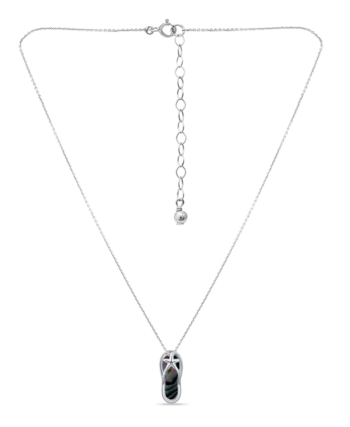 MACY'S ABALONE INLAY FLIP FLOP NECKLACE 