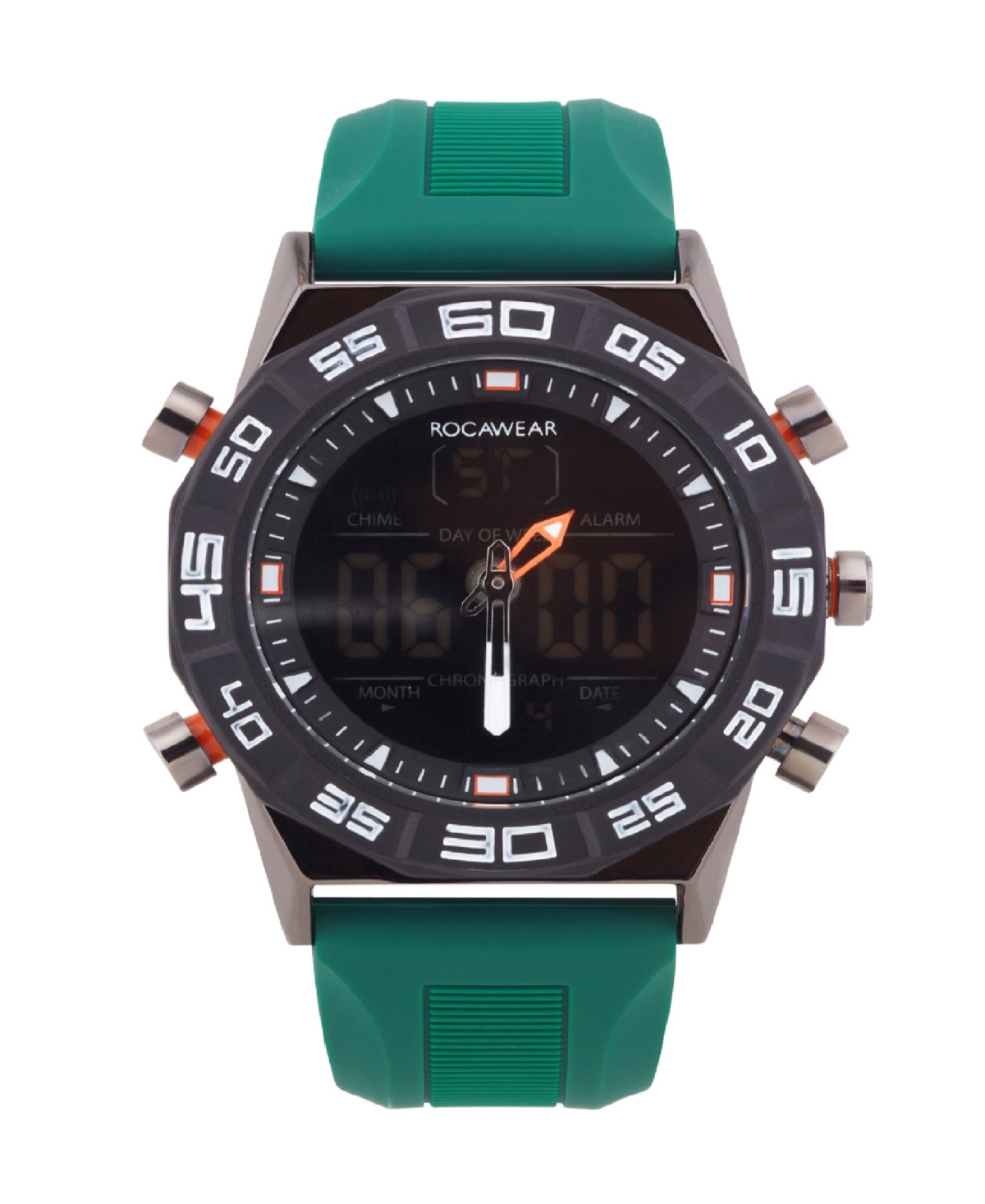 Men's Analog-Digital Green Silicone Strap Watch 46mm - Black, Green