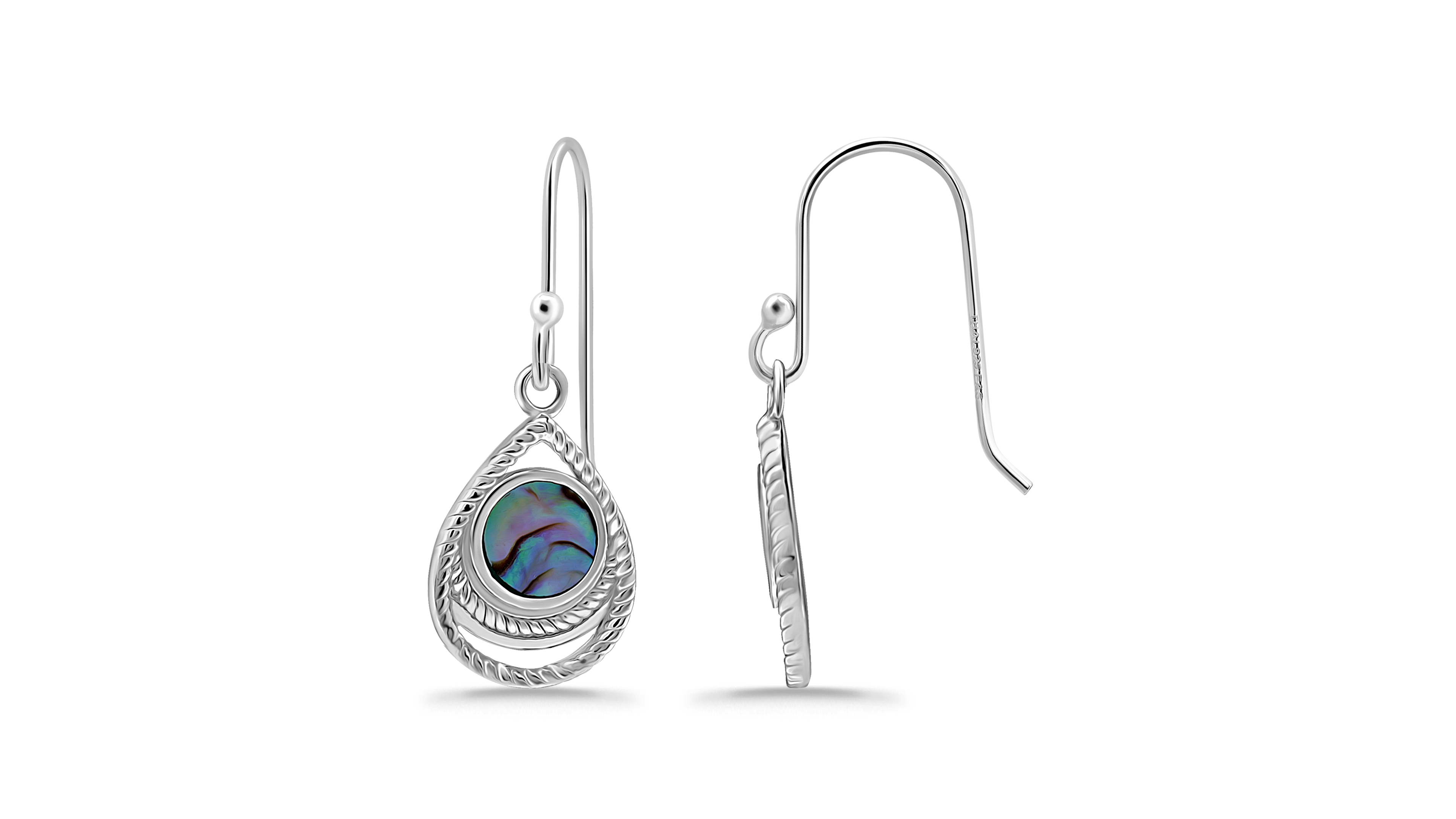 Macy's Abalone Inlay Center Fishhook Drop Earrings