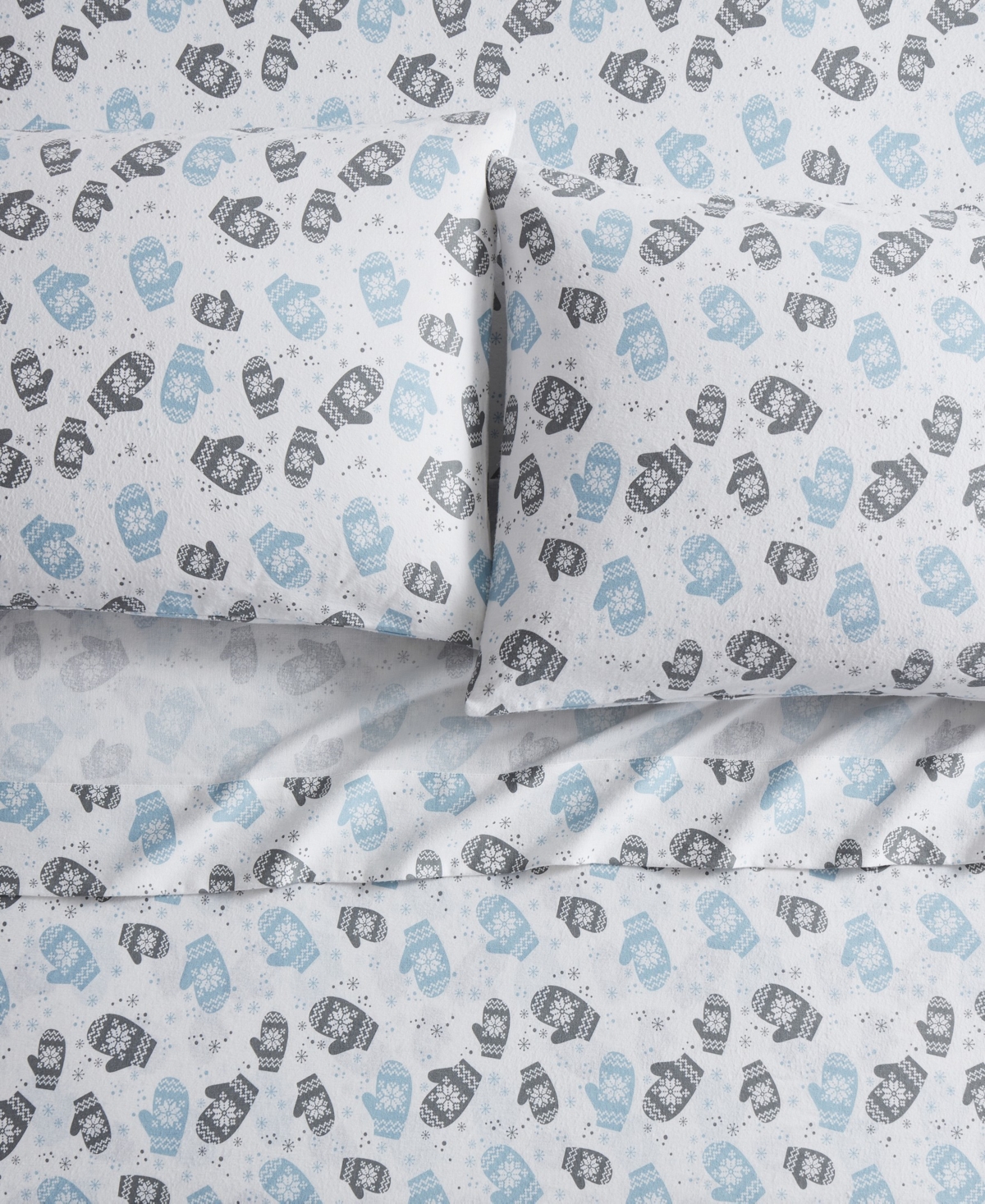 Shop Bearpaw Mittens 100% Cotton Flannel 4-pc. Sheet Set, Queen In Blue