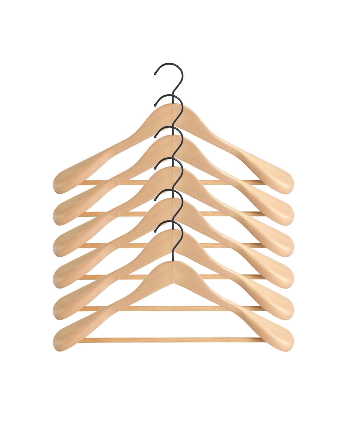 Wethinkstorage Pack Of 6 Wood Hangers With Wide Shoulder In Natural