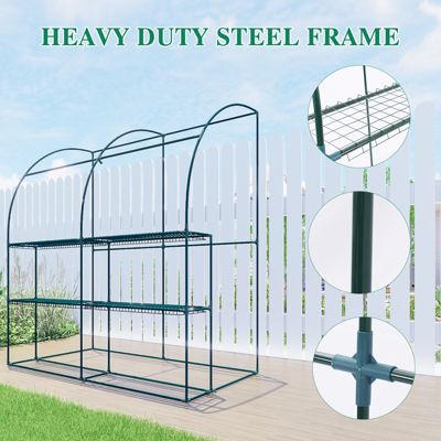 Walk-In Portable Greenhouse with Two Zipper Doors, 6.3ft x 3.3ft x 7.2ft