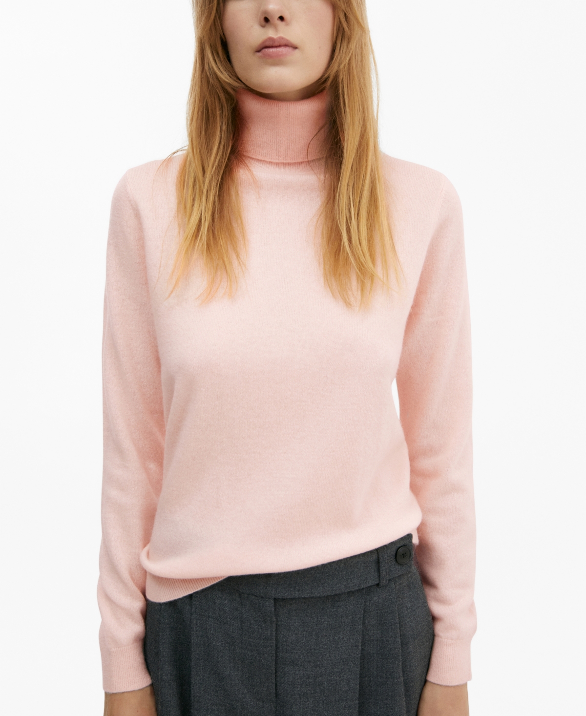Mango Turtleneck Cashmere Sweater In Pastel Pink