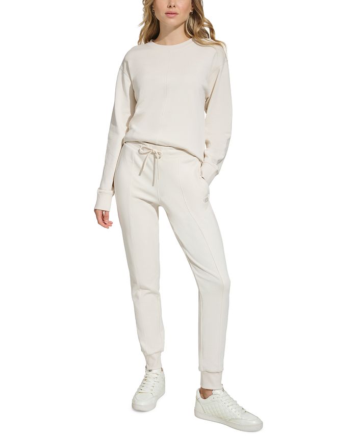 DKNY Women's Cotton Zipper-Hem Ribbed-Cuff Joggers - Macy's