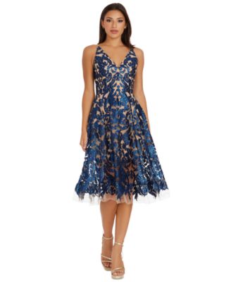 Macy's blue lace dress hotsell