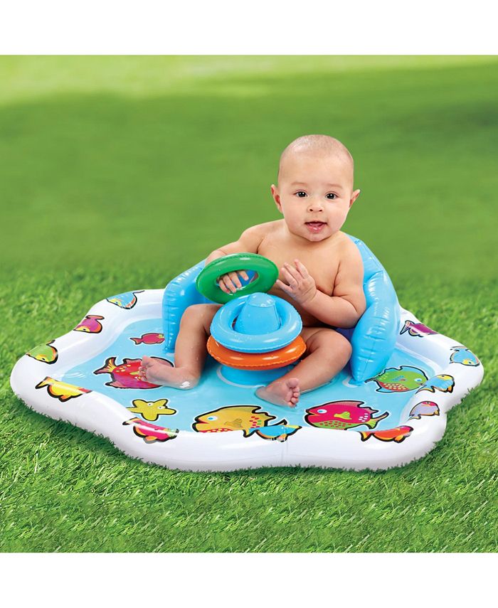 Collections Etc Outdoor Baby Splash Mat with 3 Inflatable Rings and