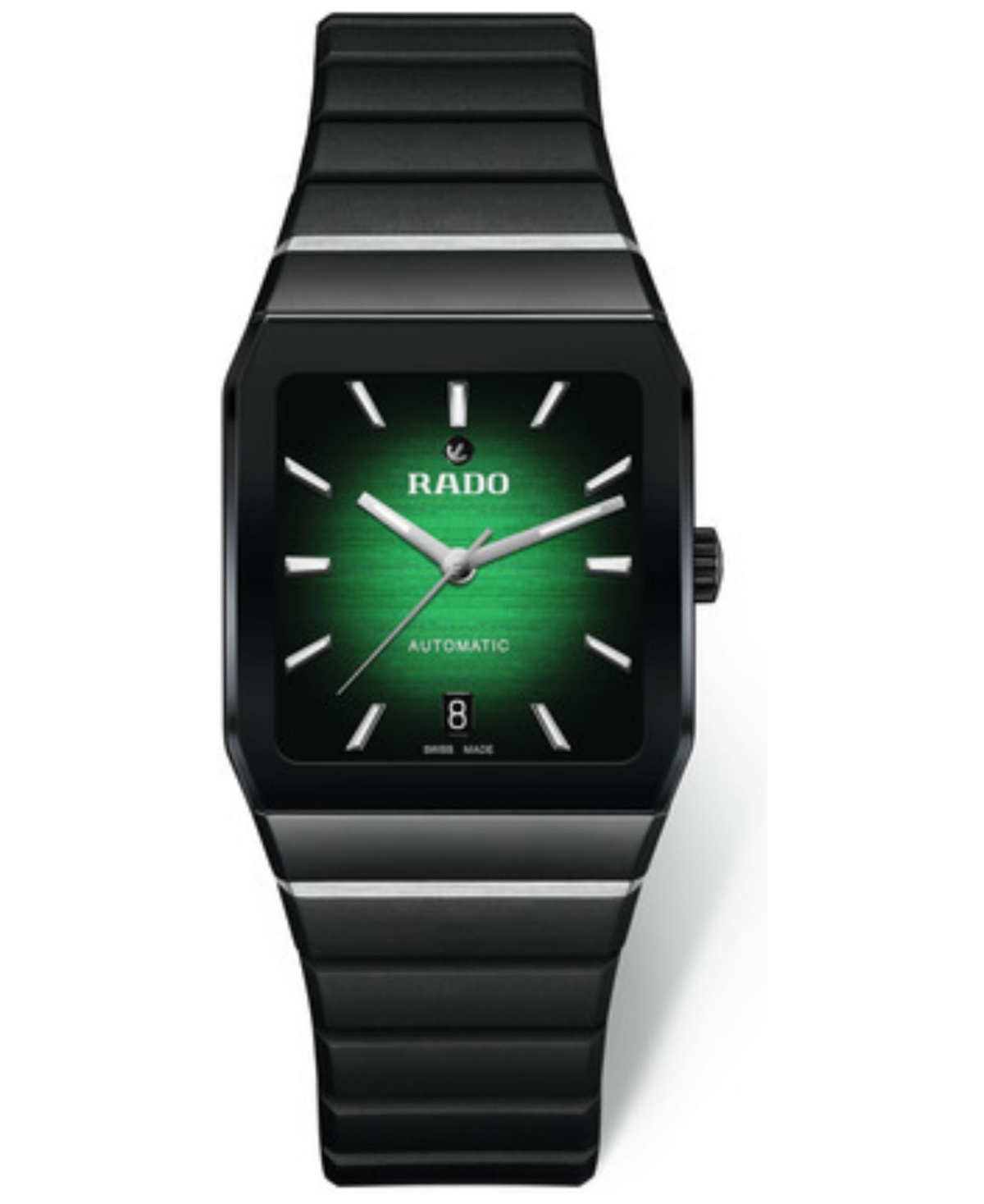 Shop Rado Unisex Swiss Automatic Anatom Black Rubber Strap Watch 33mm In Green