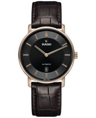 Rado Men's Swiss Automatic DiaMaster Thinline Brown Leather Strap