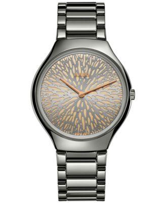 Rado - Unisex Swiss Automatic True Round Thinline x Great Gardens of the World Gray Ceramic Bracelet Watch 40mm