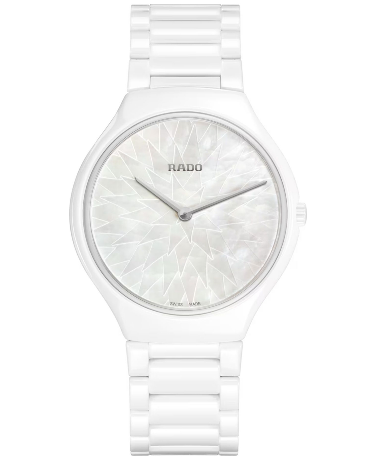 Rado Unisex Swiss Automatic True Round Thinline X Great Gardens Of The World White Ceramic Bracelet Watch In No Color