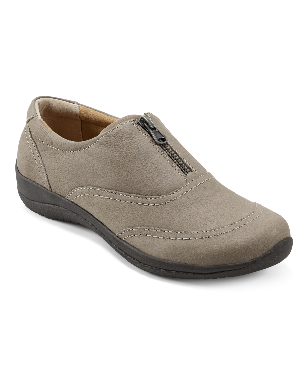 Shop Earth Women's Fannie Round Toe Casual Slip On Flats In Taupe Leather