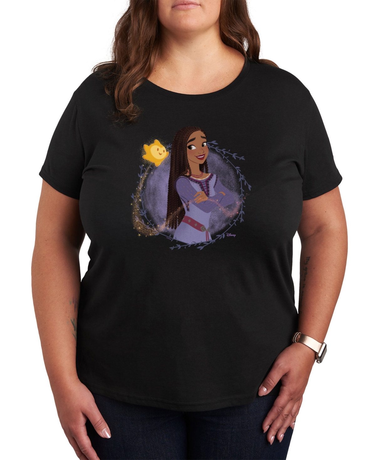 Air Waves Trendy Plus Size Disney Wish Graphic T-shirt In Black