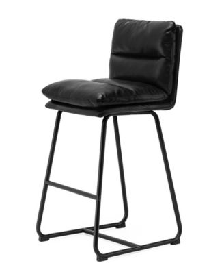 Set of 2 Leatherette Modern Thick Bar Stool with Metal Legs