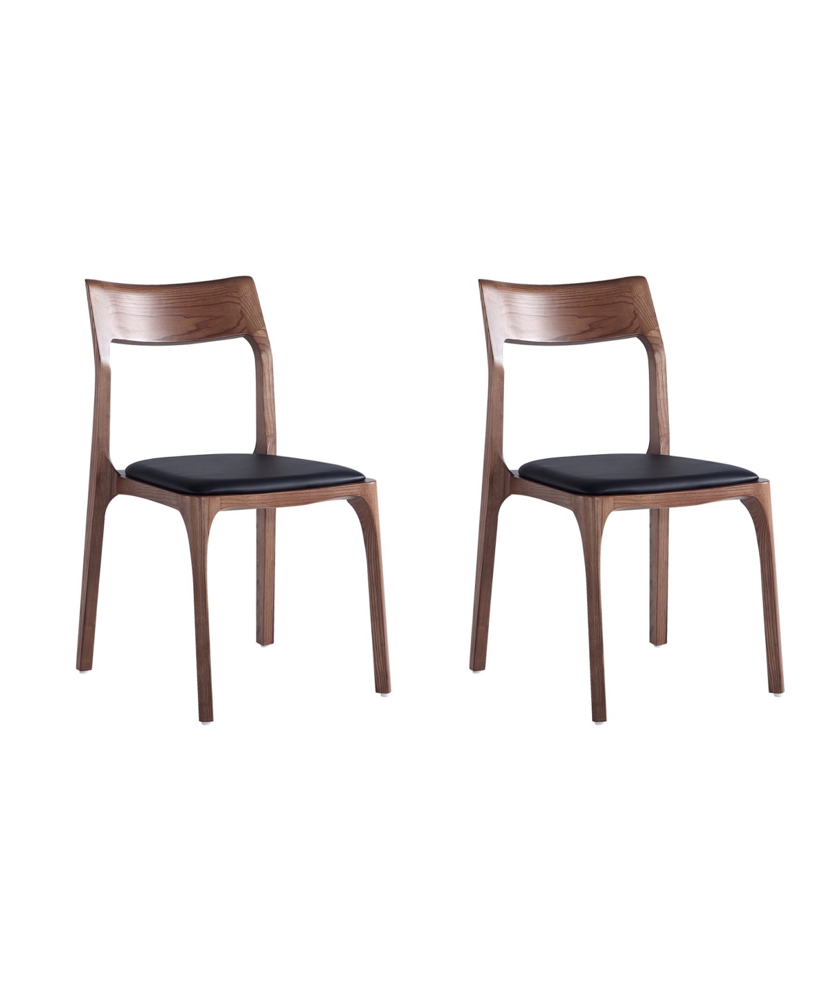 Manhattan Comfort Moderno 2-piece Faux Leather Upholstered Stackable Dining Chair Set In Walnut And Black
