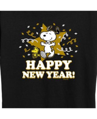 Trendy Plus Size Peanuts Snoopy Happy New Year Graphic T-shirt