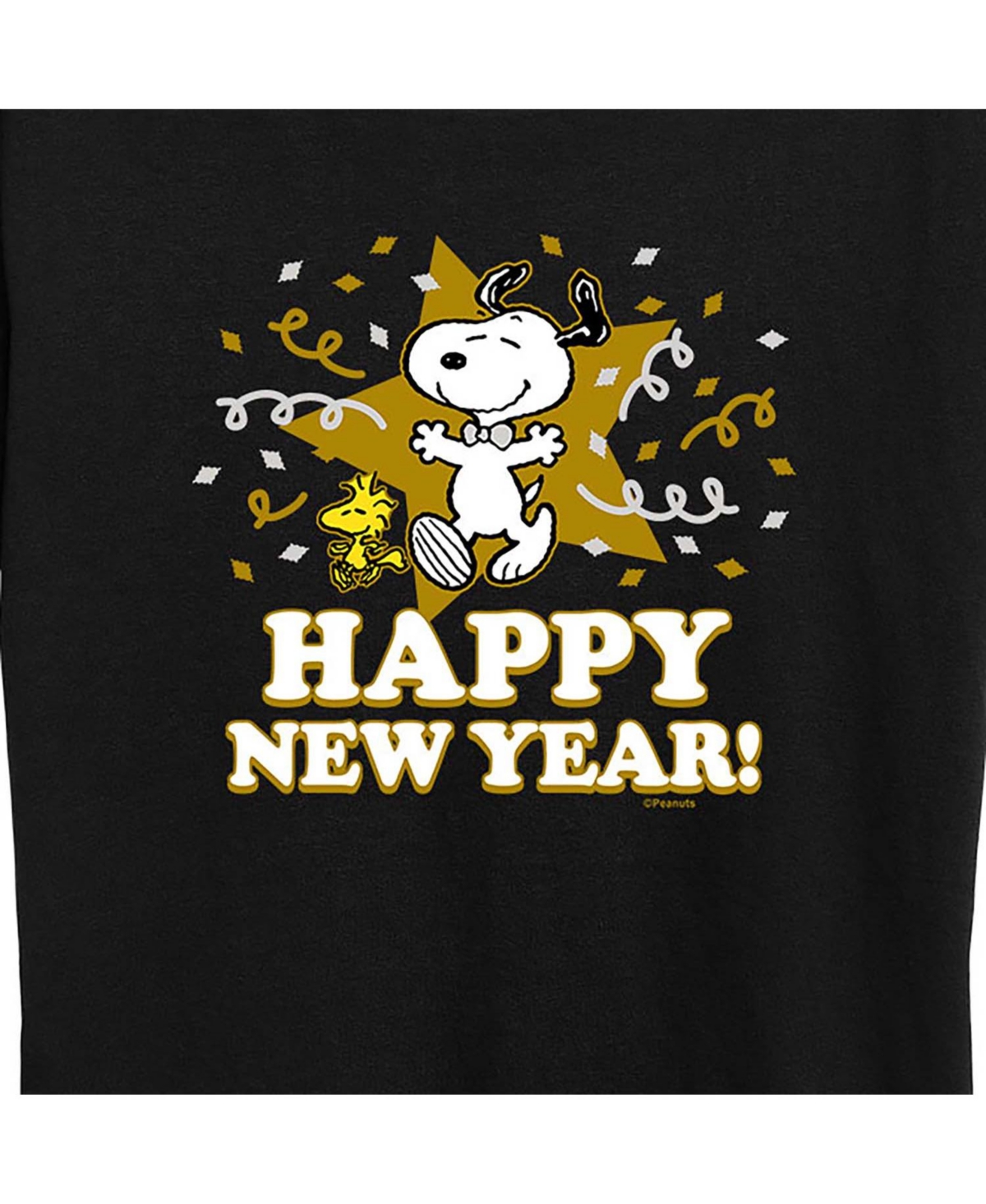 Trendy Plus Size Peanuts Snoopy Happy New Year Graphic T-shirt