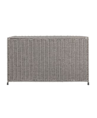 Woven Paper Rope Storage Chest with Hinged Lid and Integrated Handles