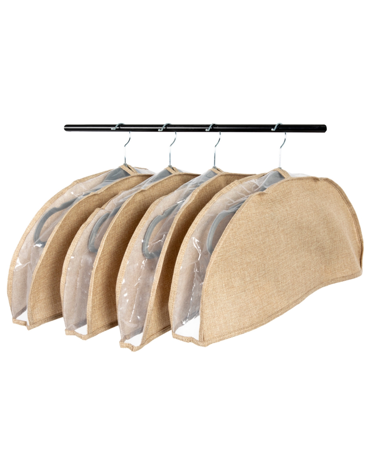 Household Essentials Hanging Garment Shoulder Dust Covers For Closet, Set Of 4 In Beige