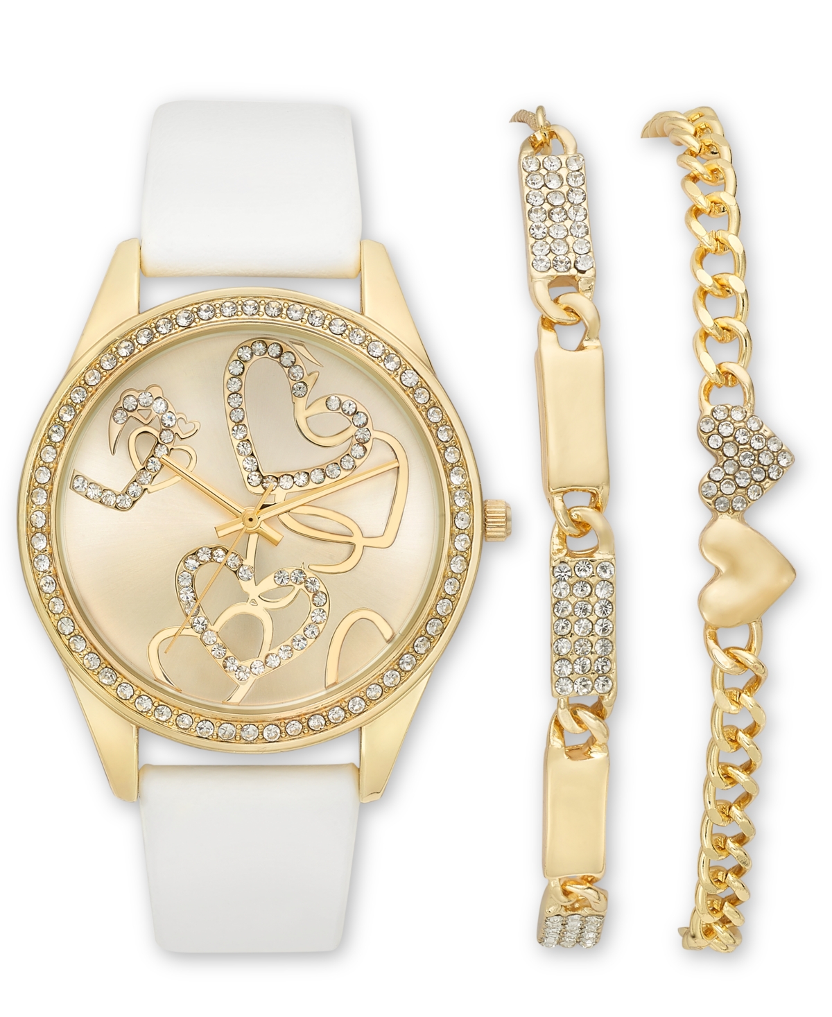 Inc International Concepts Women's White Strap Watch 39mm Gift Set, Created For Macy's