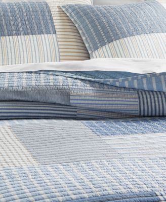Sweet Home Collection Kate Stripe Pick-Stitch Quilt & Pillow Sham Set - Vintage Washed