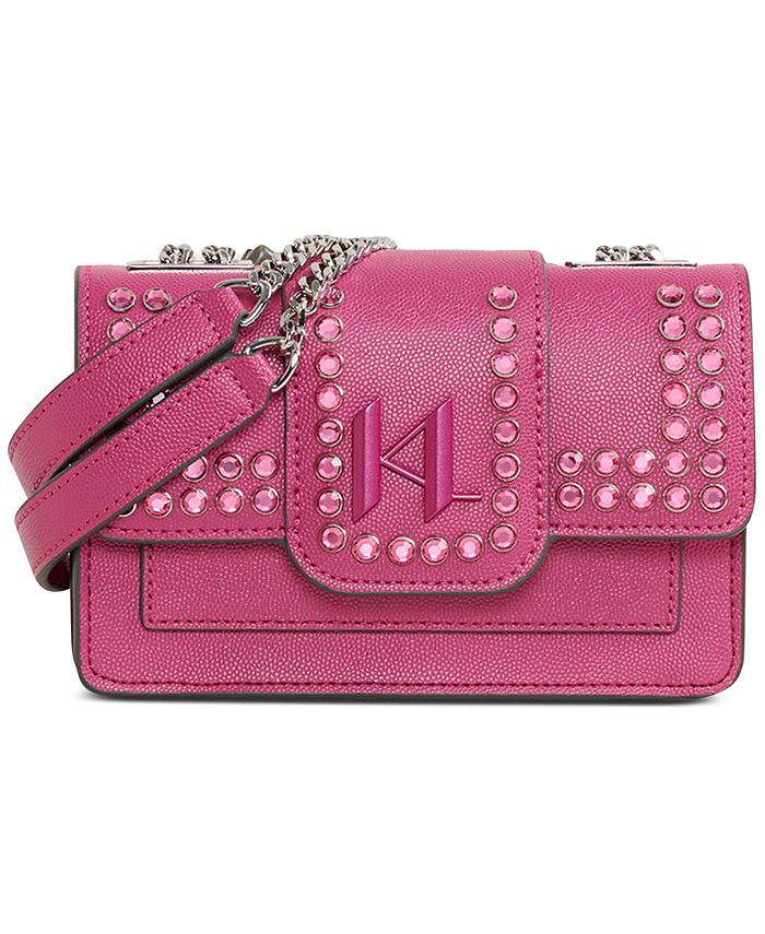 KARL LAGERFELD PARIS Corrine Embellished Leather Shoulder Bag - Macy's