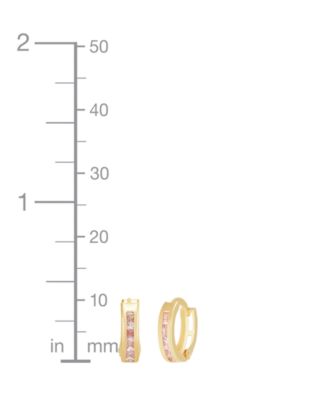Children's Cubic Zirconia Extra Small Huggie Hoop Earrings in 14k Gold, 10mm