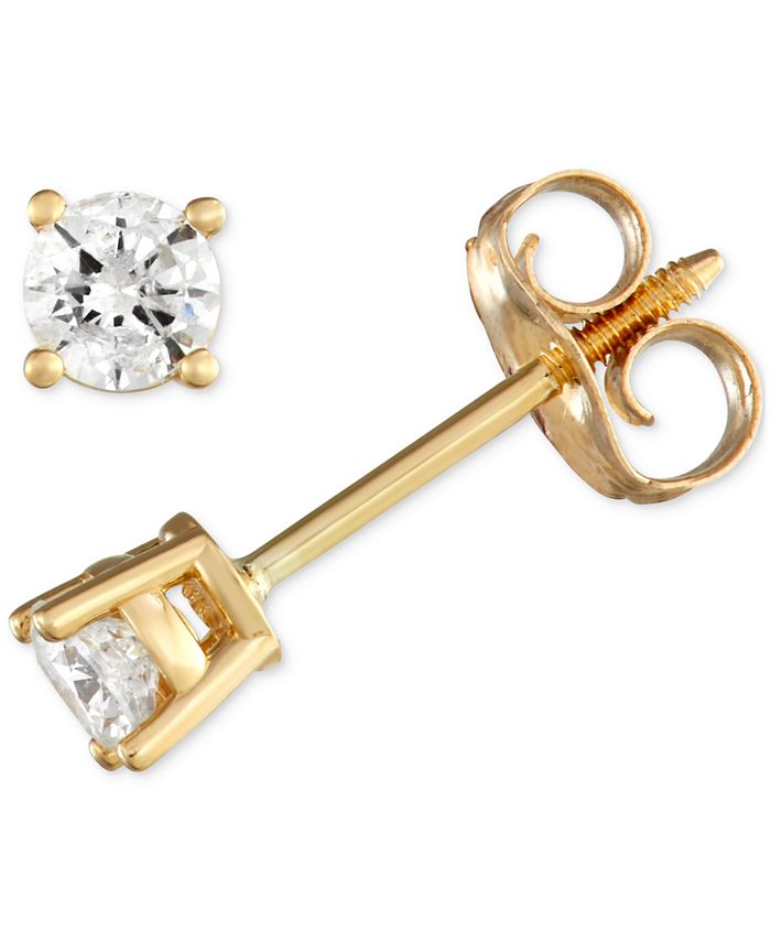 Macy's Diamond Screw Back Stud Earrings (1/4 ct. t.w.) in 14k Gold - Macy's