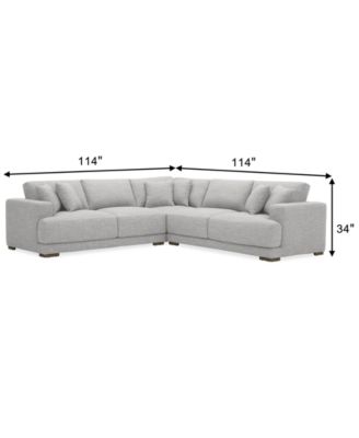 CLOSEOUT! Vasher 114" 3-Pc. Fabric Sectional Sofa, Created for Macy's