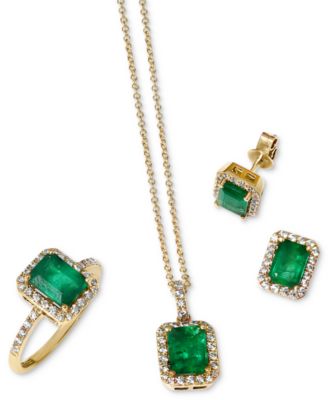 EFFY&reg; Emerald (1-3/8 ct. t.w.) and Diamond (1/4 ct. t.w.) Pendant Necklace in 14k Gold or 14k White Gold, Created for Macy's