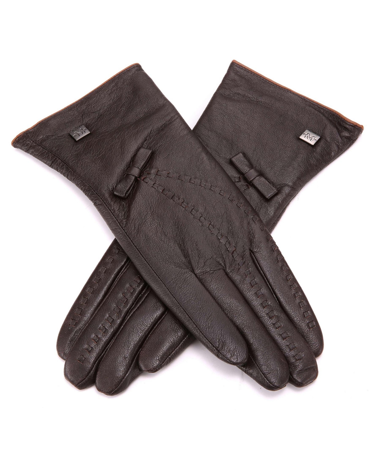 Women's Bow and Stitch Touchscreen Sheepskin Gloves