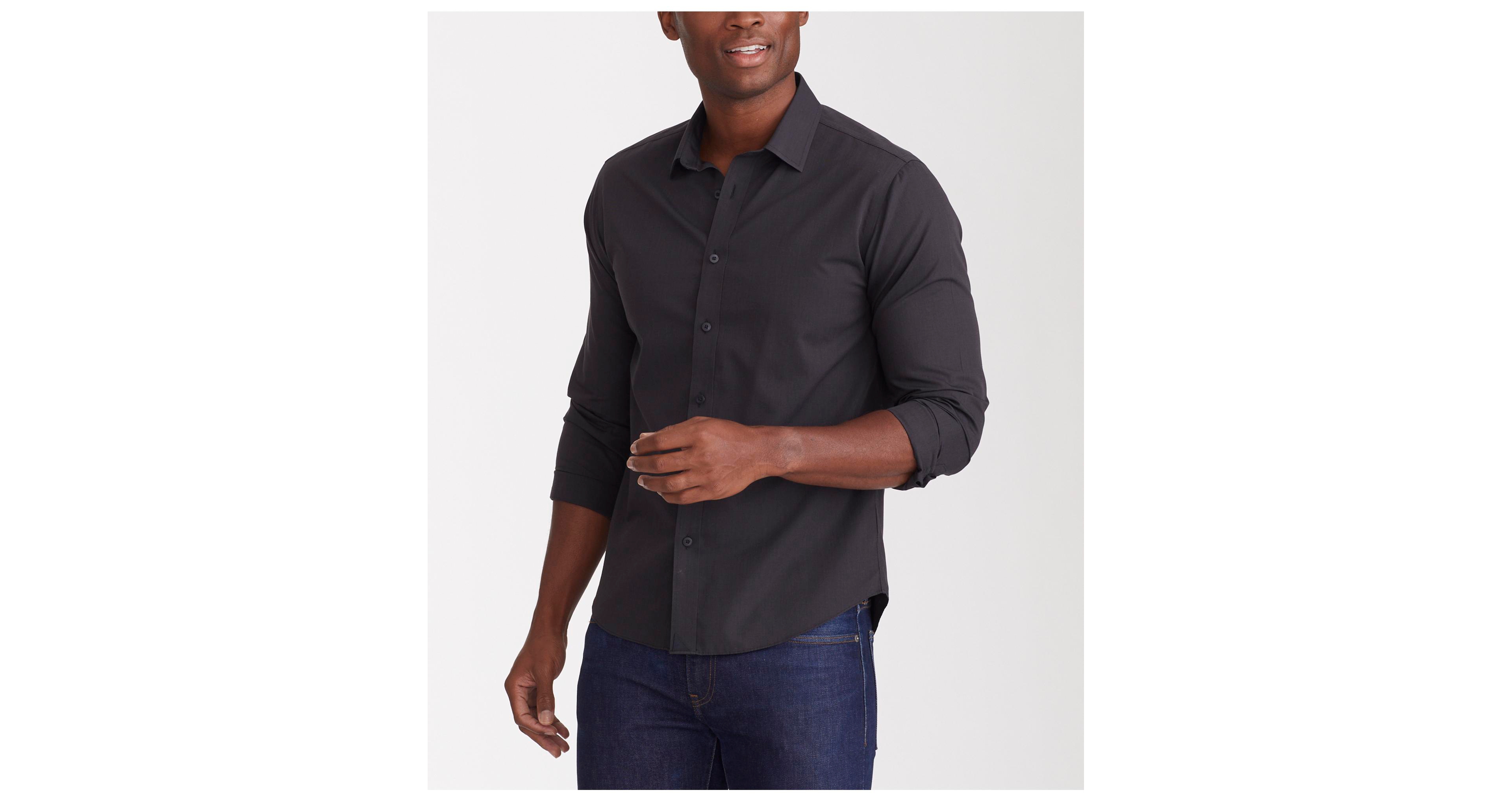 UNTUCKit Men's Slim Fit Wrinkle-Free Black Stone Button Up Shirt