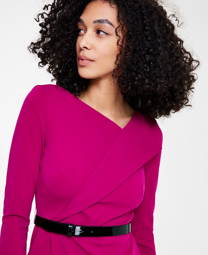 Calvin Klein Women's 3/4Sleeve Belted Tulip Dress Macy's