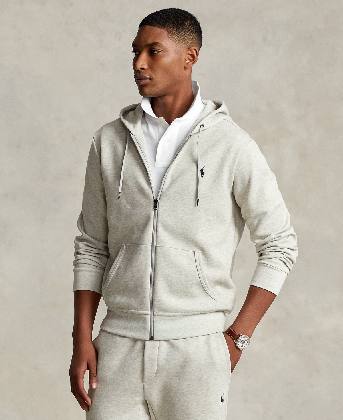 Polo Ralph Lauren Men's Double-Knit Full-Zip Hoodie - Grey