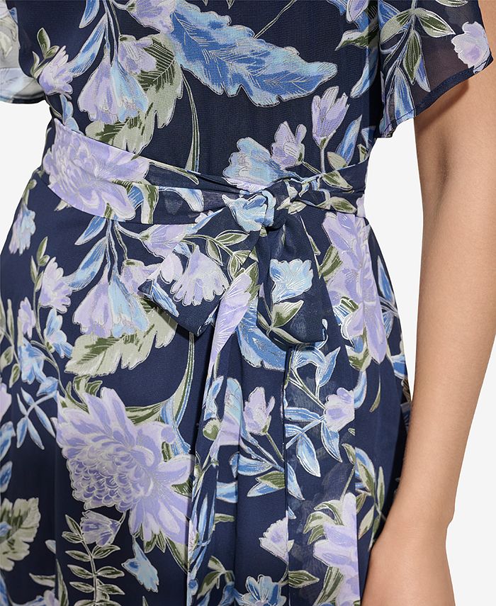 Jessica Howard Women's Flutter-Sleeve Belted Midi Dress - Macy's