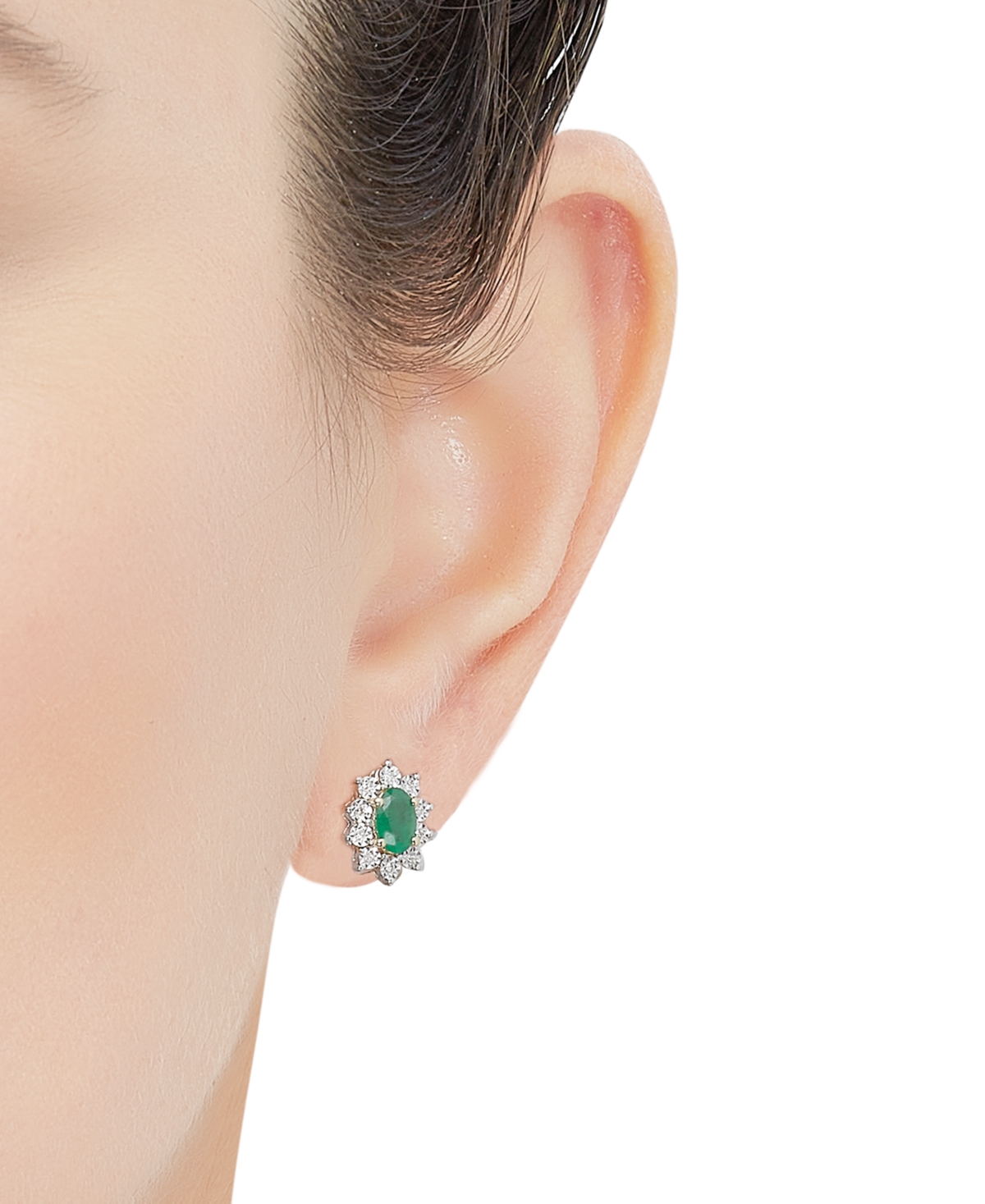 Sapphire (1-1/3 ct. t.w.) and Diamond Accent Stud Earrings in 10k White Gold (Also  - Emerald
