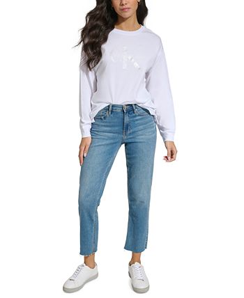 Calvin Klein Jeans Women's Monogram Logo Long-Sleeve T-Shirt - Macy's