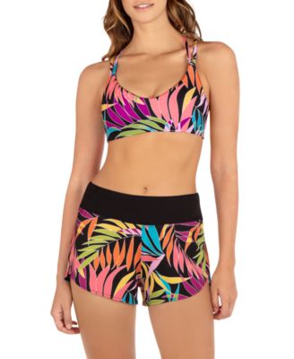 Juniors Max Tropic Dance Scoop Neck Bikini Top Pull On Board Shorts