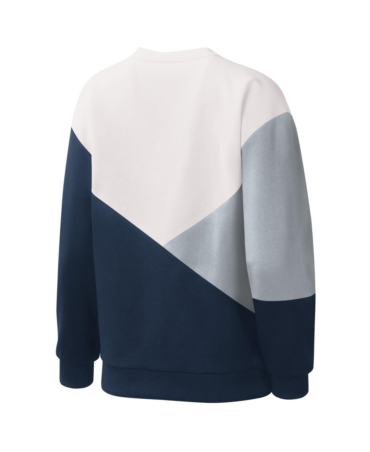 Shop Starter Women's  White, Navy New York Yankees Shutout Pullover Sweatshirt In White,navy