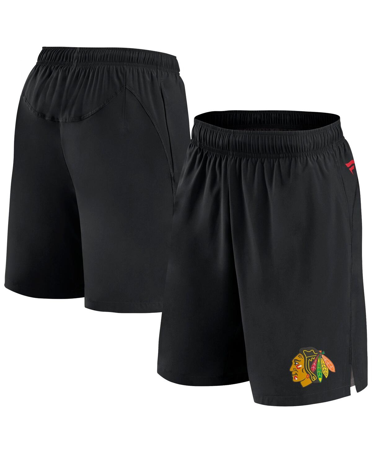 Shop Fanatics Men's  Black Chicago Blackhawks Authentic Pro Tech Shorts