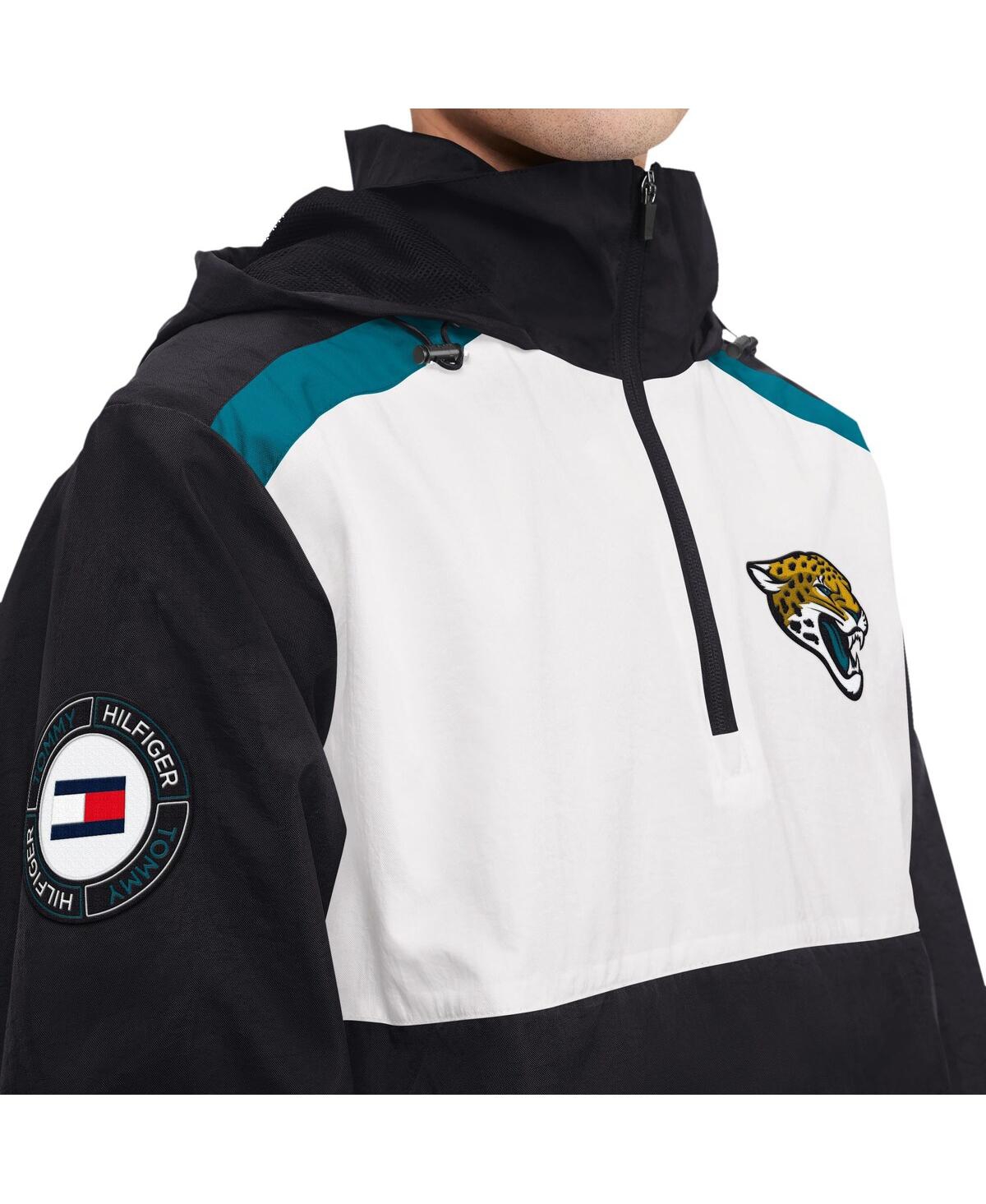 Tommy Hilfiger Men's  Black, White Jacksonville Jaguars Carter Half-zip Hooded Top In Black,white