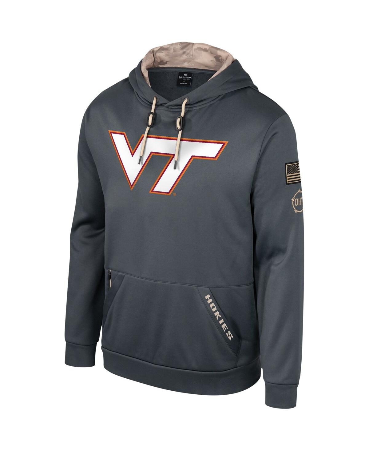 Shop Colosseum Men's  Charcoal Virginia Tech Hookies Oht Military-inspired Appreciation Pullover Hoodie