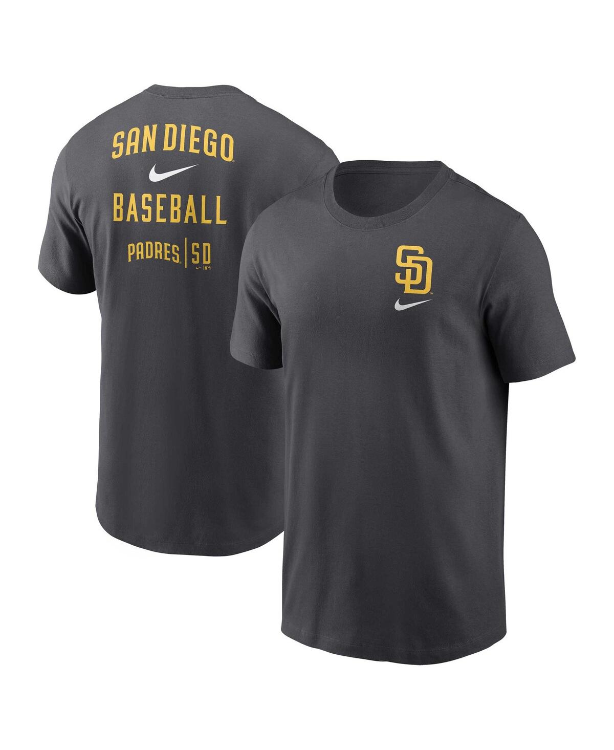 Nike Charcoal San Diego Padres Logo Sketch Bar T-shirt In Charcoal