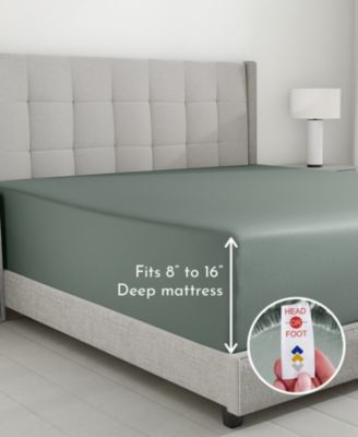 - King 600 Thread Count Fitted Sheet Only - 100% Cotton Sateen, Fully Elasticized with Deep Pockets